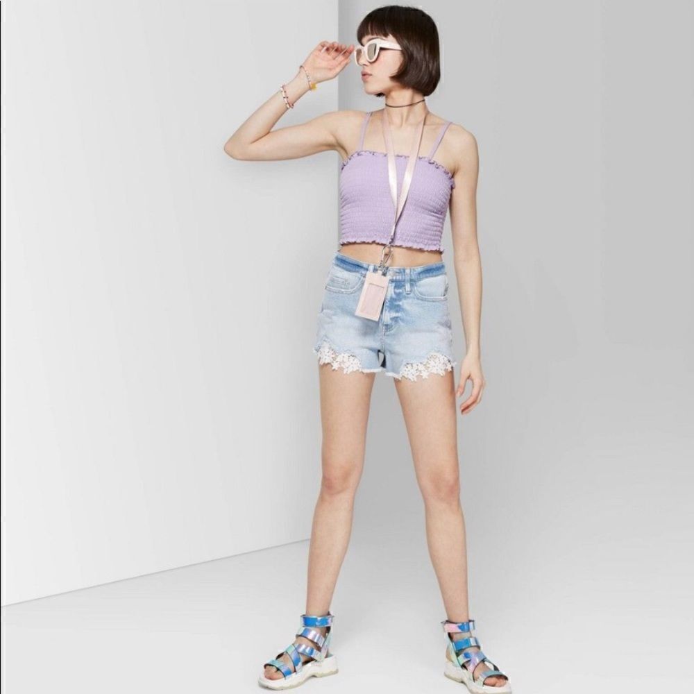 2/$20 Wild Fable High-Rise Crochet Hem Jean Shorts